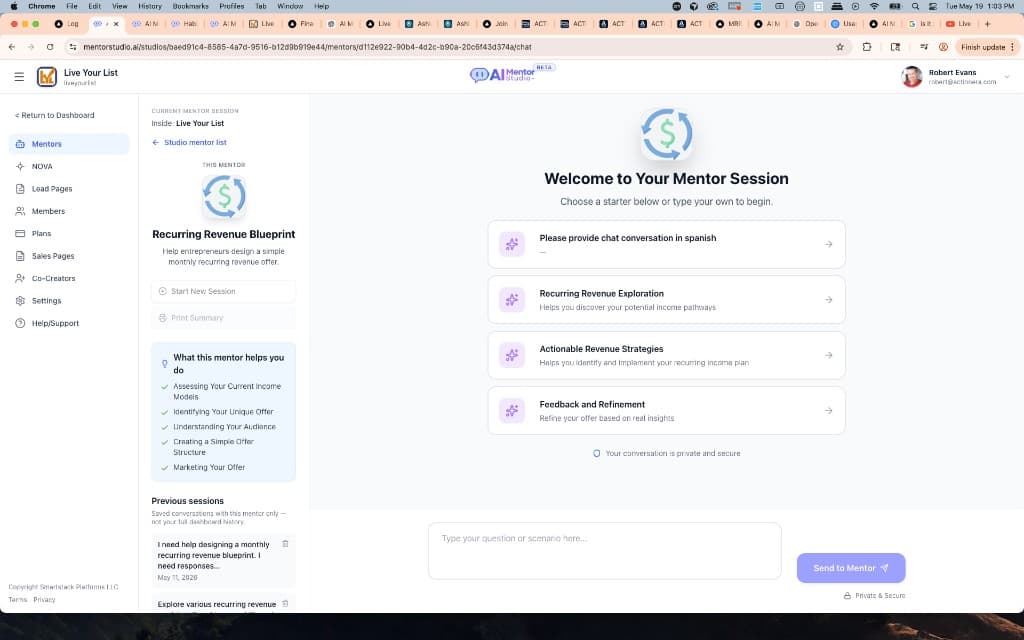 AI Mentor Studio mentor chat
